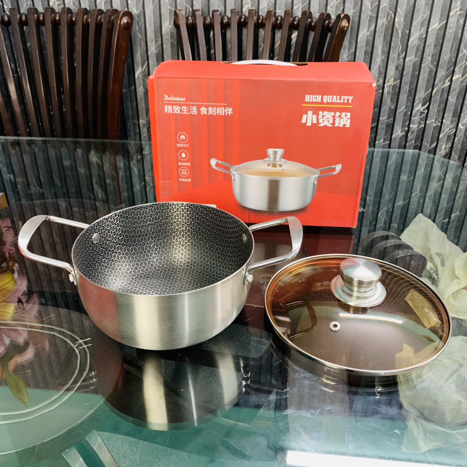 18cm Honeycom Milkpan With LId