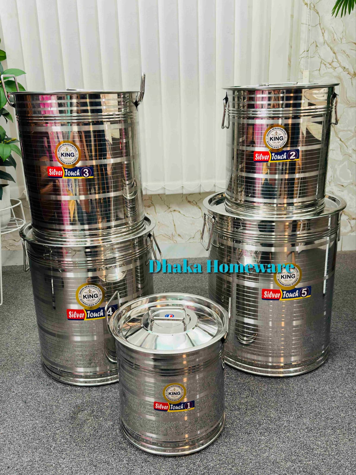 5 Pcs Combo Steel Food Container 5 Size : 45/40/25/16/12kg